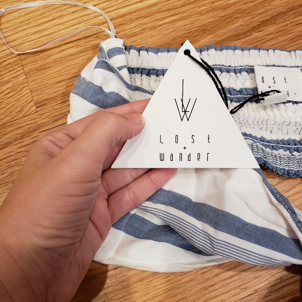 NWT Lost + Wander Blue White Bandeau Bra Top - Picture 10 of 11